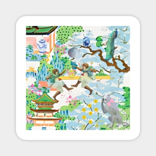 Dancing monkeys chinoiserie Magnet