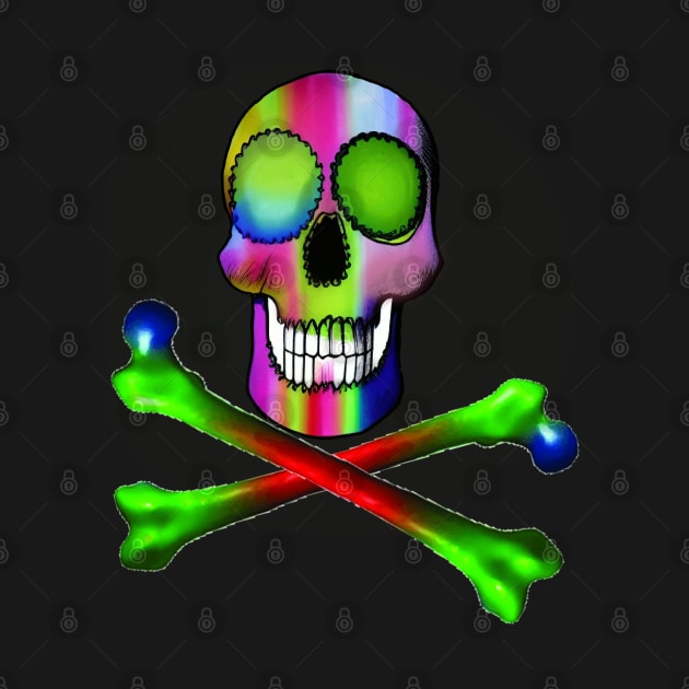 RAINBOW COLORED SKULL AND CROSSBONES, PIRATE by sailorsam1805