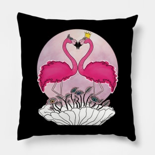 Pink flamingos in the flower Pillow