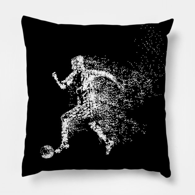 Soccer Player Particles Pillow by letnothingstopyou