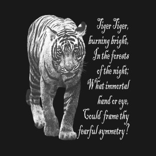 Tiger in Black & White with William Blake verse - light font T-Shirt