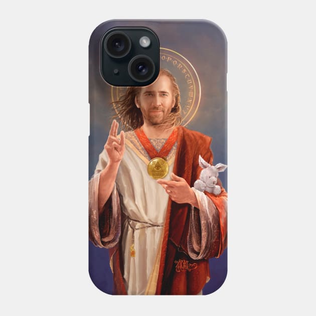 Saint Nicolas of Cage - Nic Cage Original Religious Painting Phone Case by vincentcarrozza