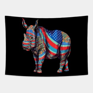 Patriotic Rhinoceros Tapestry