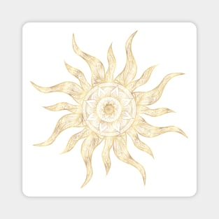 Elegant Gold Sun Mandala Design Magnet