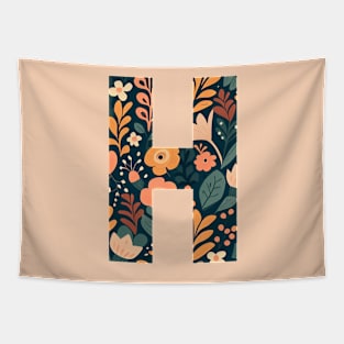 Whimsical Floral Letter H Tapestry