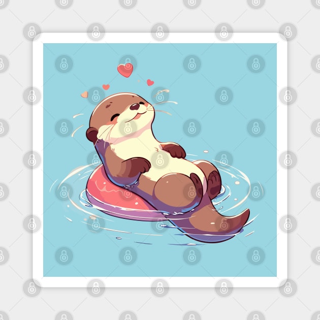 Kawaii Anime Love Otter Bath Magnet by TomFrontierArt