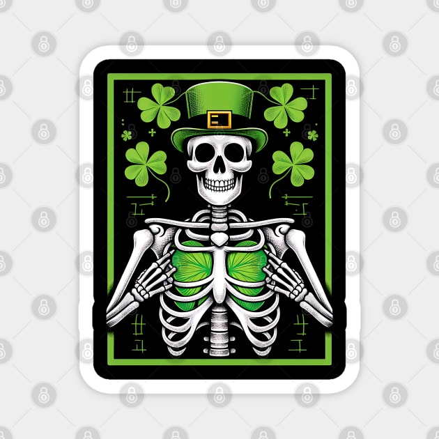 Skeleton clover heart rib cage saint patrick's day Magnet by click2print