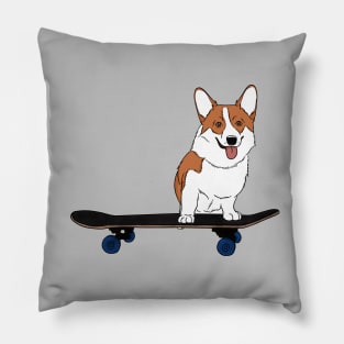 Corgi on Skateboard Pillow