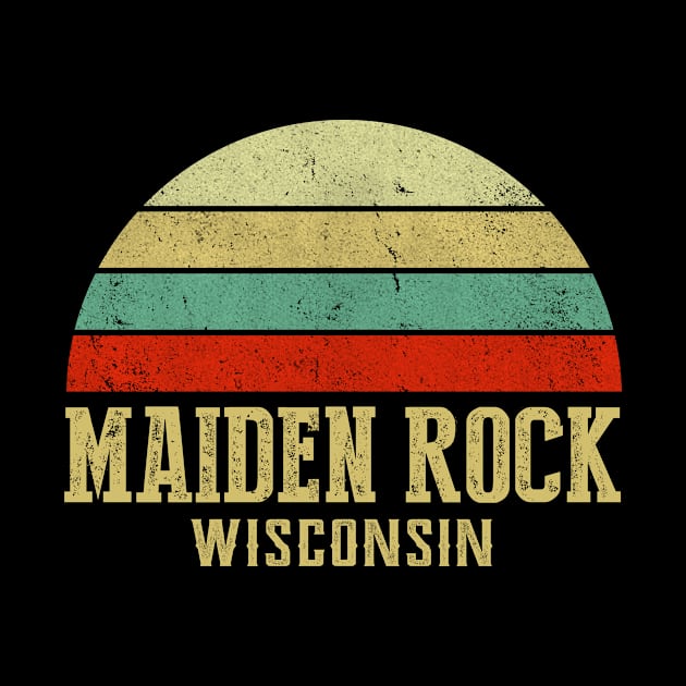 Maiden Rock Wisconsin Vintage Retro Sunset by Curry G