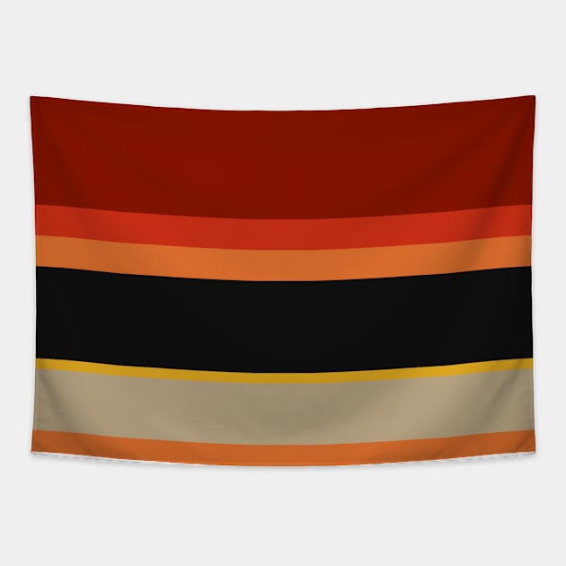 A well-made collection of Police Blue, Ming, Putty, Lanzones, Squash, Brownish Orange, Rusty Red, Brick Red and Chinese Black stripes. Tapestry by Sociable Stripes