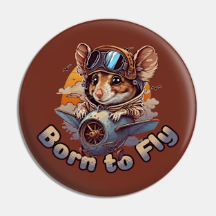 Born To Fly Cute Rat Pin