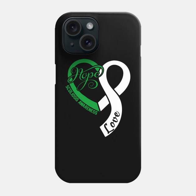 Scoliosis Awareness Hope Love Heart Ribbon Happy Valentines Day- Love Shouldn't Hurt Stop Phone Case by DAN LE