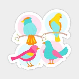 Colorful Birds Hand Drawn Easter Magnet