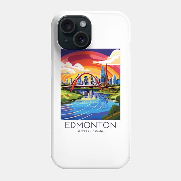 A Pop Art Travel Print of Edmonton - Canada Phone Case by Studio Red Koala