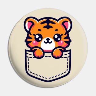 Baby Tiger in Pocket Cute Kawaii Peeking Animal Pin