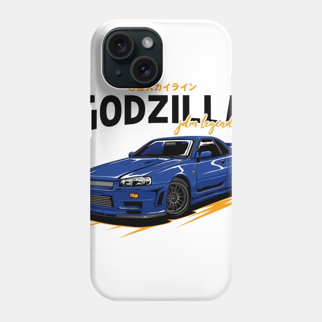 Blue Skyline GTR R34 Phone Case by cturs