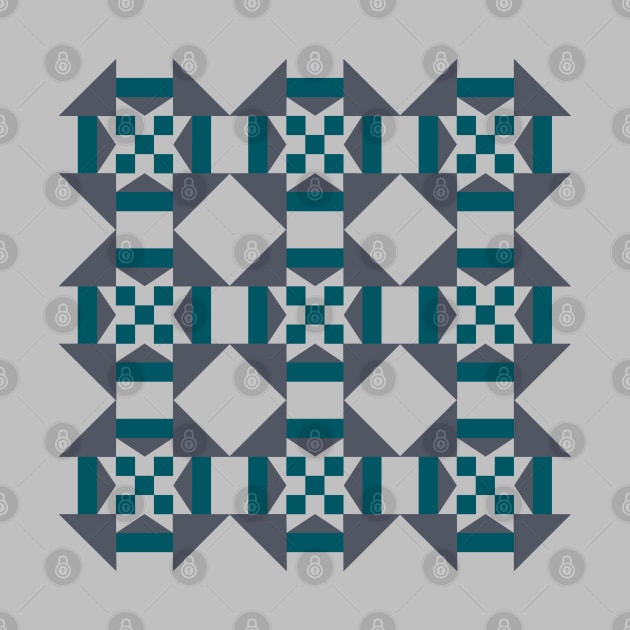 Teal and Silver Montana Patchwork Pattern by Nuletto