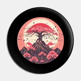 Mountain sun tree red Pin