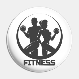 Bodybuilder Fitness Gym Woman and Man Athletic Club Logo Design Pin