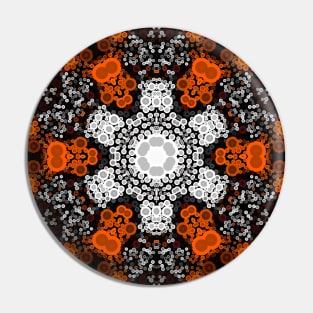 Dot Mandala Flower White Orange and Black Pin