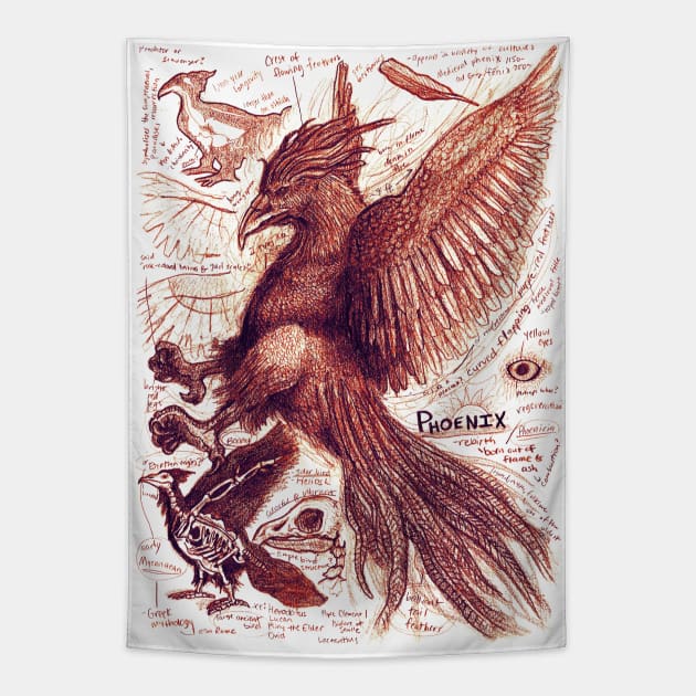 Phoenix Anatomy Study Tapestry by Ballyraven