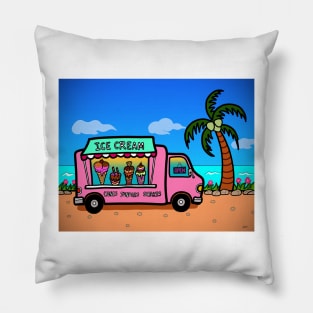 Street food truck ice cream outdoor beach summer Pillow