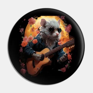 Rat Playing Guitar Pin