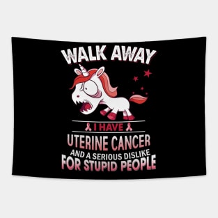 funny uterine cancer grumpy unicorn warrior Tapestry