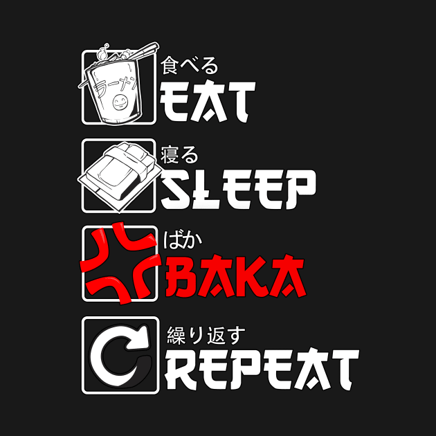 Eat Sleep Baka Repeat - Funny Baka Anime Meme Gift by Alex21