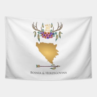 Bosnia Herzegovina Map Boho Tapestry