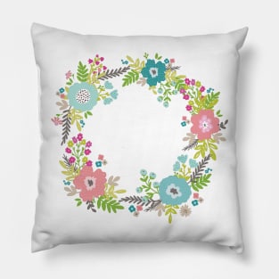 Floral fresh spring wreath Pillow