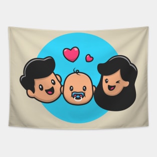 Father, Baby And Mother Tapestry