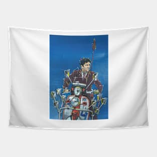 Retro Scooter, Classic Scooter, Scooterist, Scootering, Scooter Rider, Mod Art Tapestry