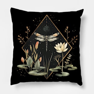 dragonfly diamond shape water plants Pillow