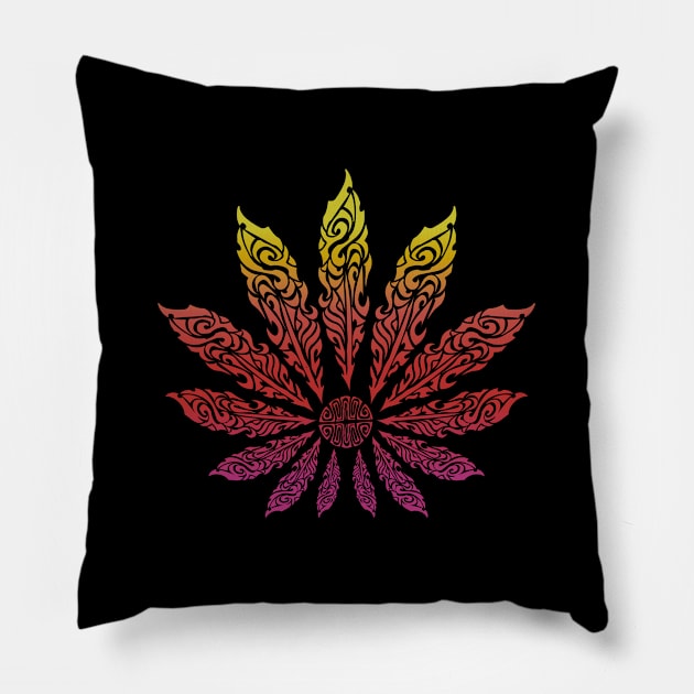 Feather Flower: Neon Sun Pillow by TheMindBlossom