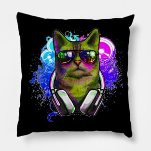 Cat DJ  Rave  DJ  S DJ EDM Rave Pillow