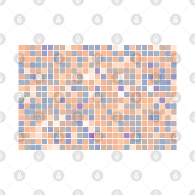 Pastel square mosaic in orange and blue shades, soft colors stained glass by KINKDesign