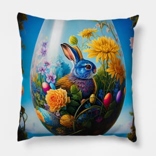 Easter Bunny Egg Illustration Pillow