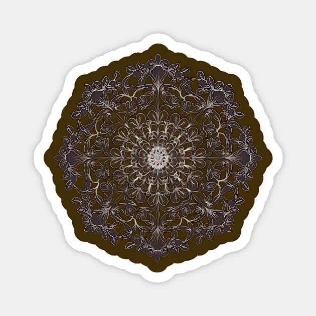 Floral Mandala Pattern with Intricate Flower and Leaf Designs Radiating From the Center Magnet by animegirlnft