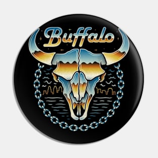 Head skull buffalo Pin