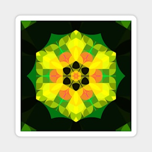 Retro Mandala Flower Yellow Green and Orange Magnet