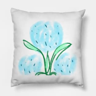 Blue watercolor abstract loose floral art Pillow