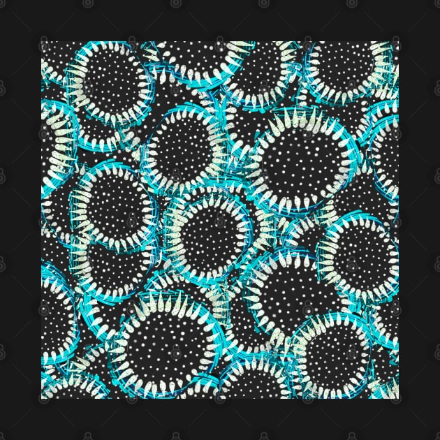 Bloomy Blues - Turquoise Sunflowers - Digitally Illustrated Abstract Flower Pattern for Home Decor, Clothing Fabric, Curtains, Bedding, Pillows, Upholstery, Phone Cases and Stationary by cherdoodles