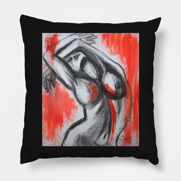 Nude In The Sunset Light 1 Pillow by CarmenT