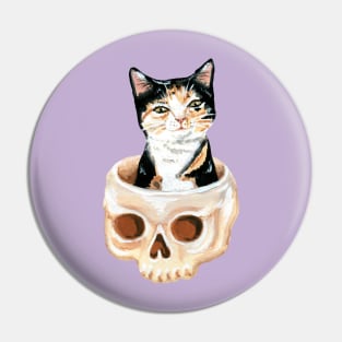 Cat in a skull Pin