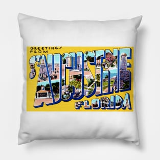 Greetings from St Augustine Florida - Vintage Large Letter Postcard Pillow