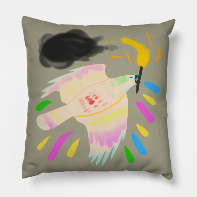 Rainbow Crow (light) Pillow by VixenwithStripes