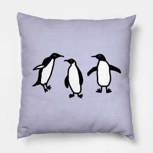 Cute Animals Doodle of Dancing Penguins Pillow