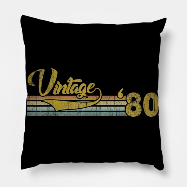 Vintage 1980 All Original Parts Men Women 40th Birthday Gift Pillow by semprebummer7