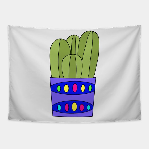 Cute Cactus Design #58: Simple Cacti In Fancy Pot Tapestry by DreamCactus